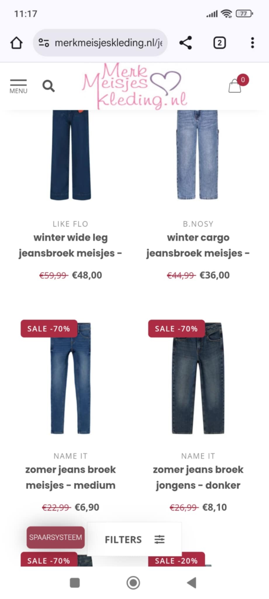 Merkmeisjeskleding: tot -70% op jeans