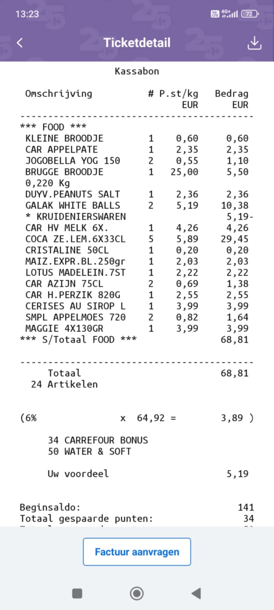 Carrefour hyper: 1+1 galak en €5 cola