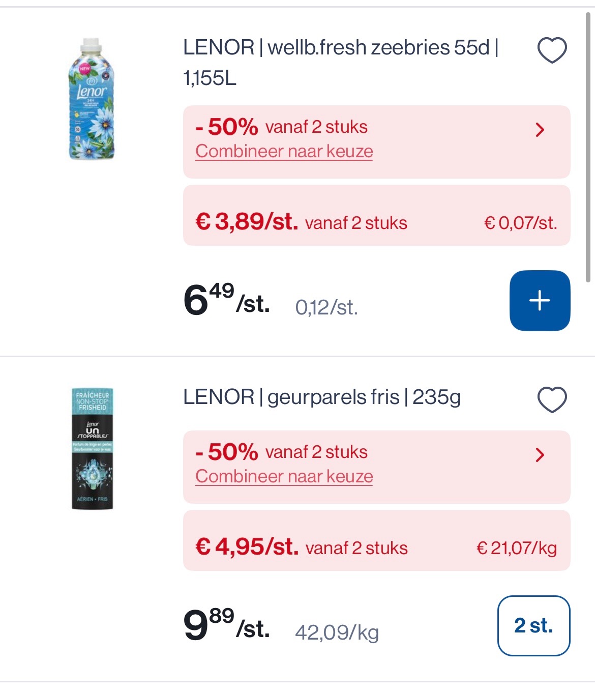 Lenor wasverzachter en parels goedkoper met 50% korting bovenop