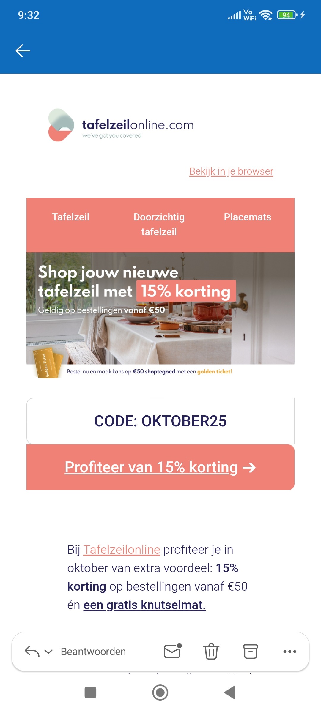 Tafelzeilonline: 15% korting én een gratis knutselmat