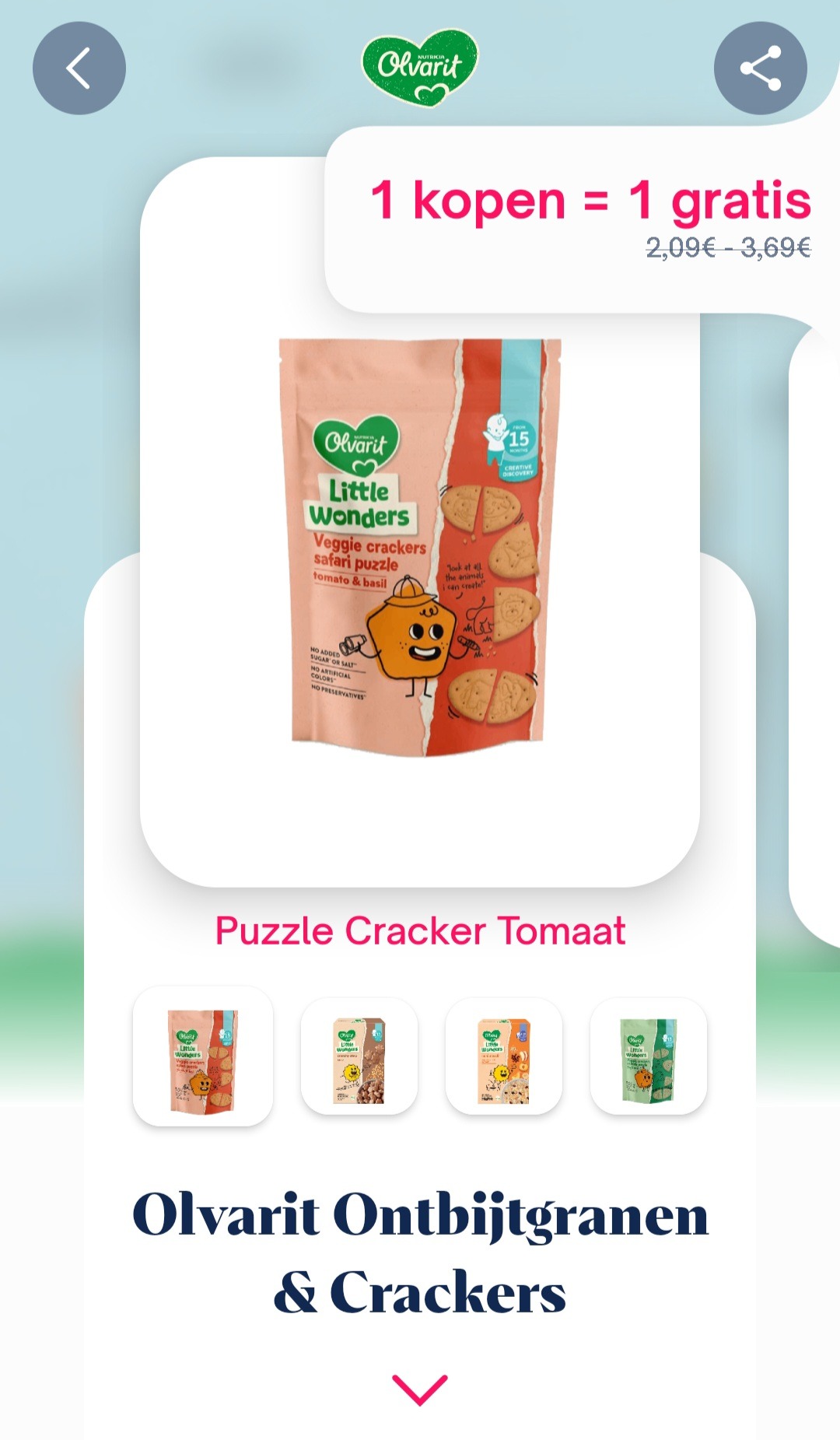 Olvarit ontbijtgranen & crackers 1 + 1 gratis