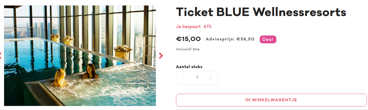 Dagticket BLUE Wellnessresort (Nederland) voor 15 euro