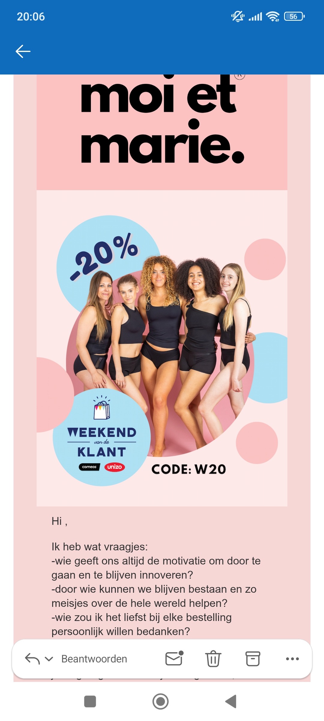 moi et marie: 20% korting op alles
