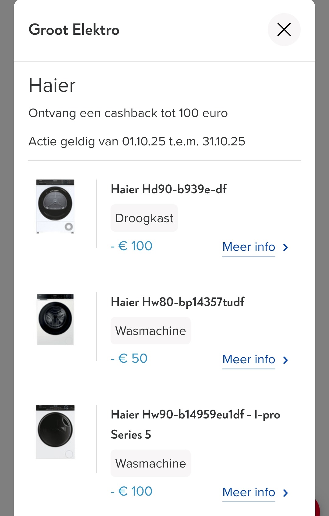 Cashback tot 100 euro van Haier bij Vanden borre