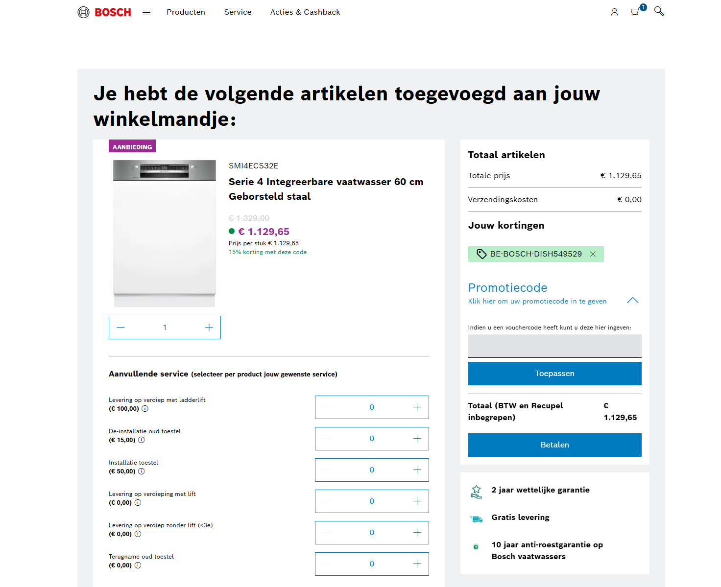 15% korting op alle vaatwassers van Bosch.