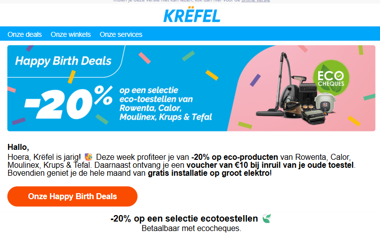 -20% op ECO-producten bij Krëfel + €10 coupon voor oud toestel