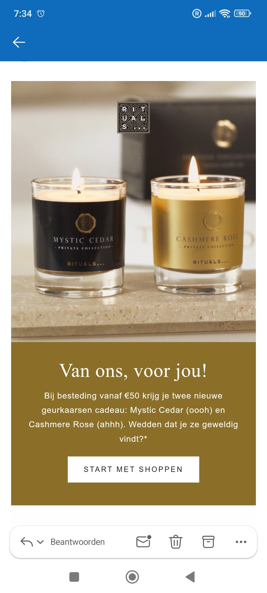 Gratis geurkaarsen bij Rituals