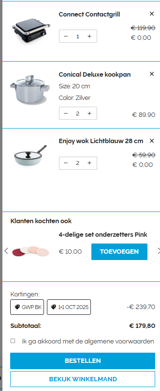Koop 1 BK pan of pot en krijg er een 2e gratis bij + bij €200 euro een gratis Contract Grill ter waarde van €120