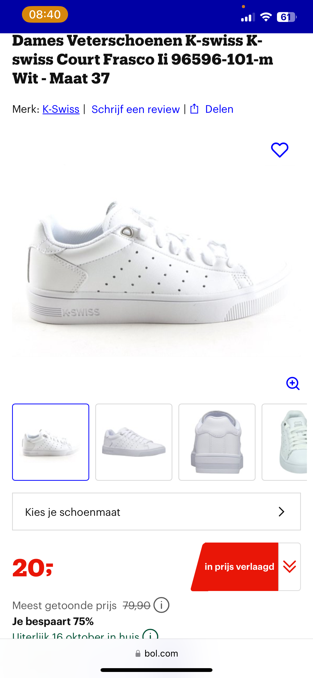 Dames Veterschoenen K-swiss K-swiss - maat 37