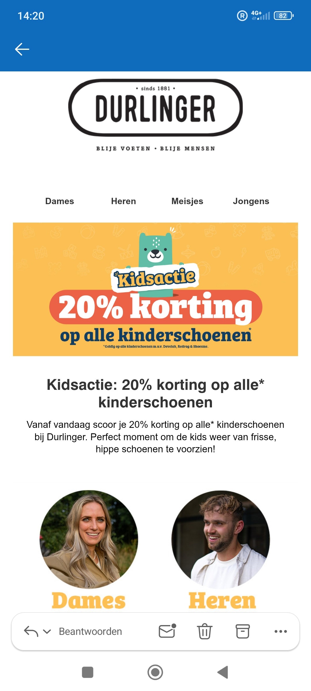 Durlinger: 20% korting op alle kinderschoenen