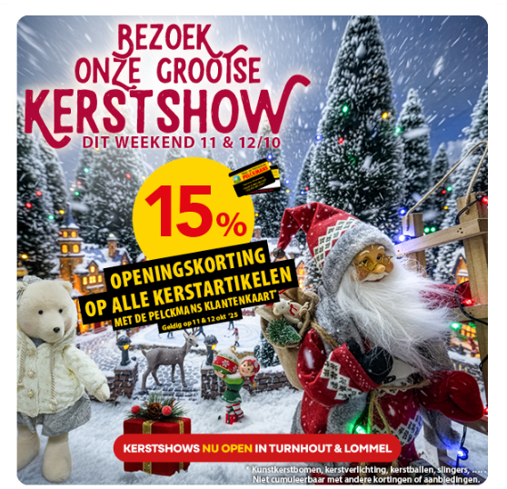 -15% op kerstitems bij Pelckmans Turnhout & Lommel 🎄