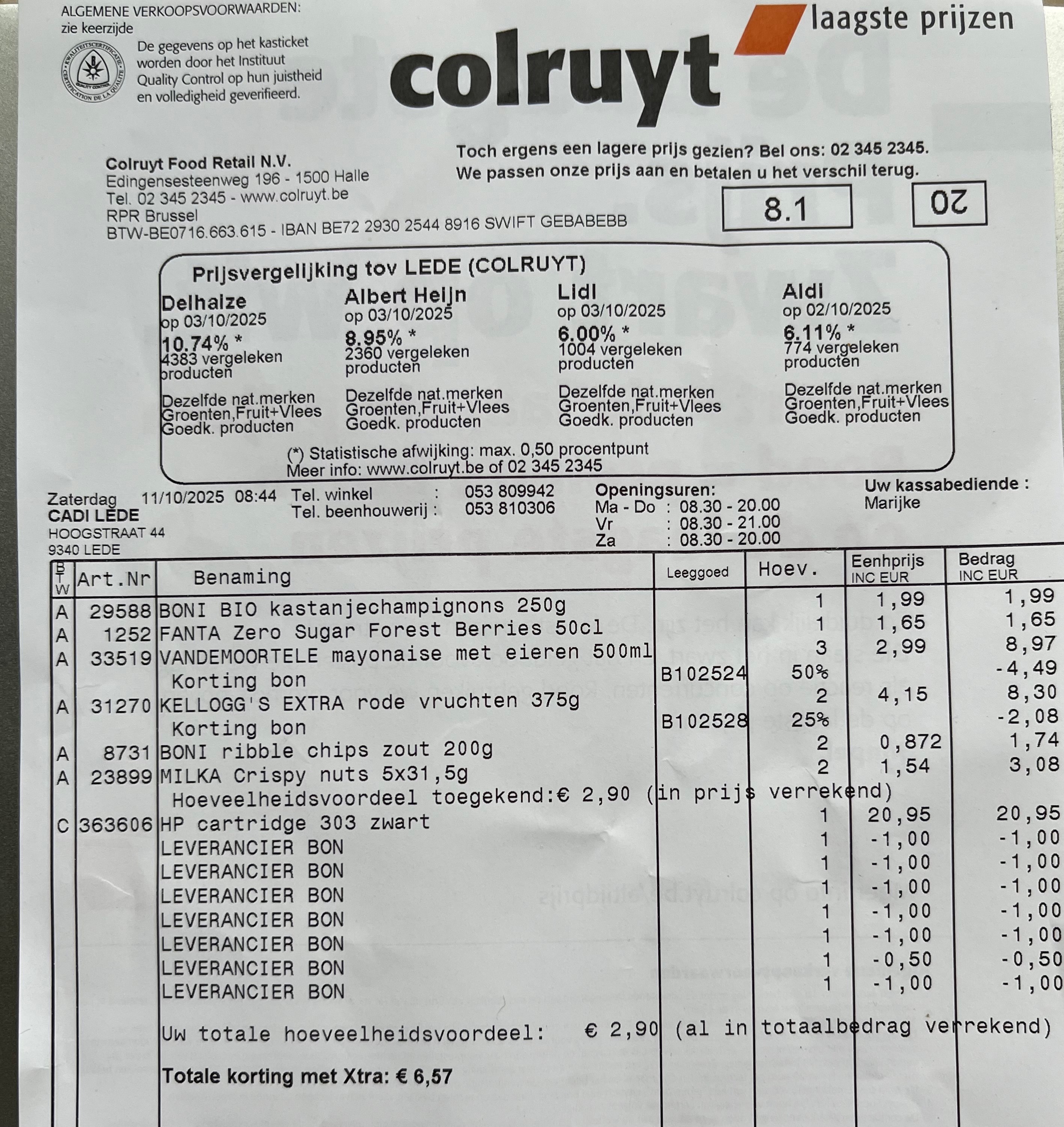 Colruyt koopjes o.a vdm mayonaise