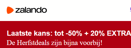 Tot -50% + 20% EXTRA bij zalando