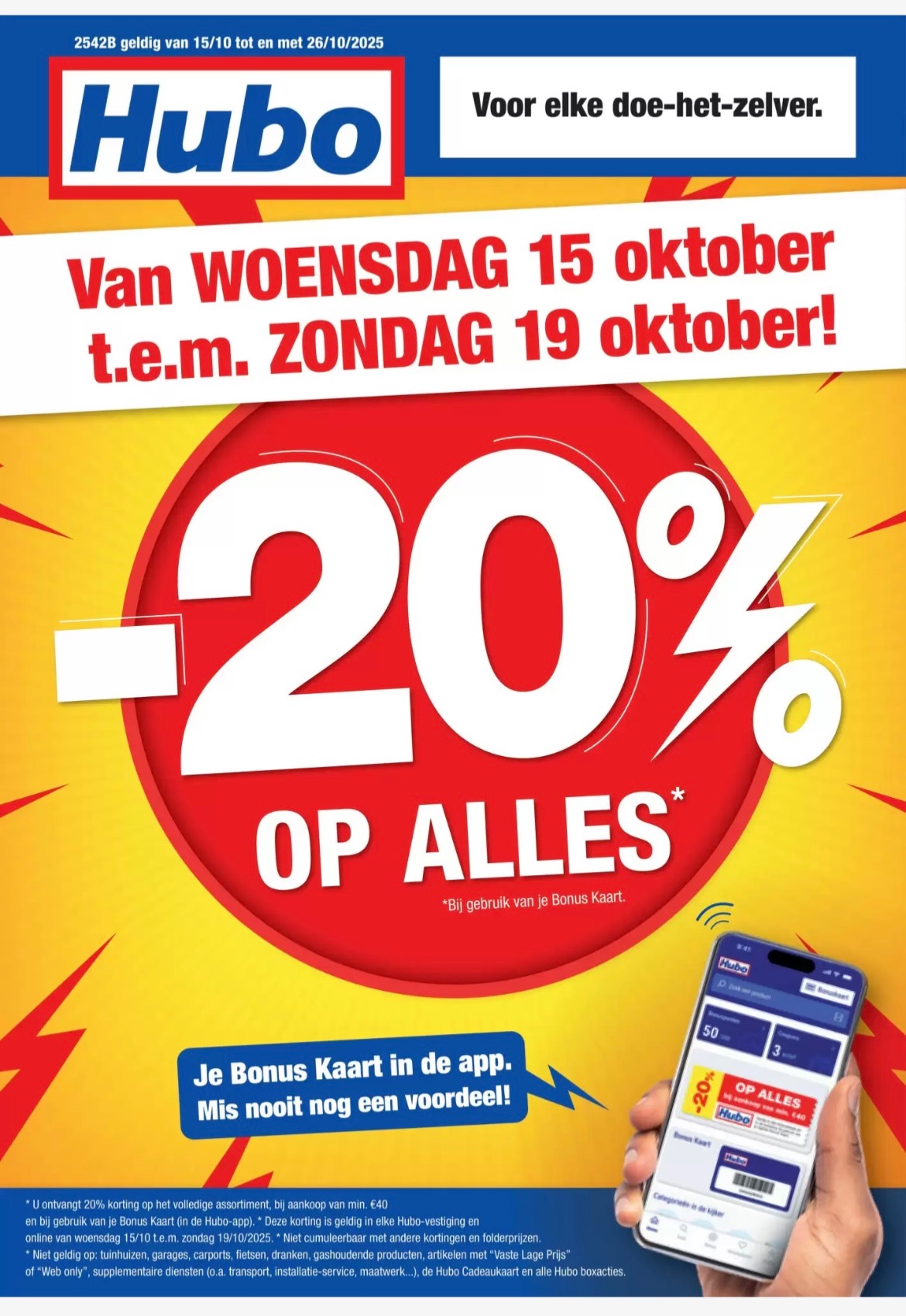-20% op alles vanaf 40€ bij hubo van 15/10-19/10
