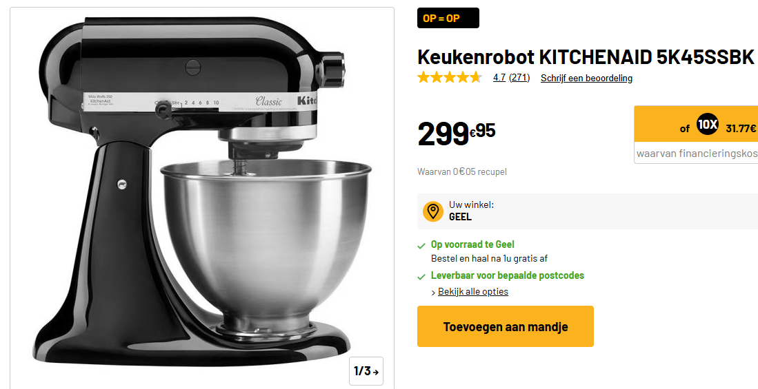 Keukenrobot KITCHENAID 5K45SSBK