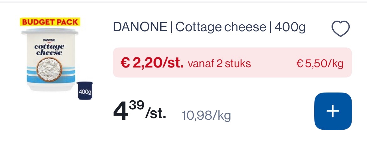Danone cottage cheese 400 gram -50%