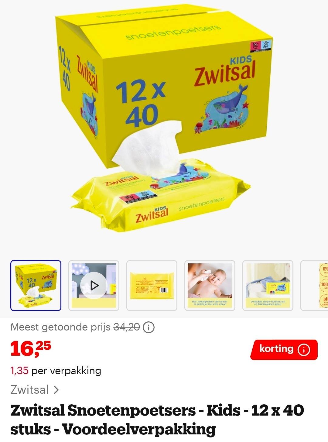 Zwitsal Snoetenpoetsers 12 x 40 stuks -52%