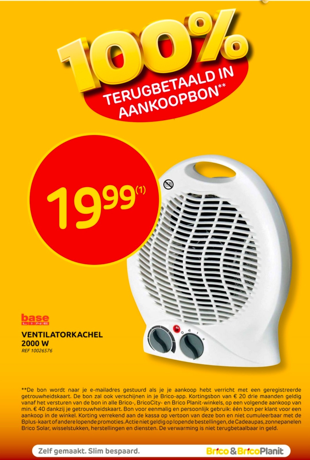 100% terugbetaald: Baseline ventilatorkachel 2000W