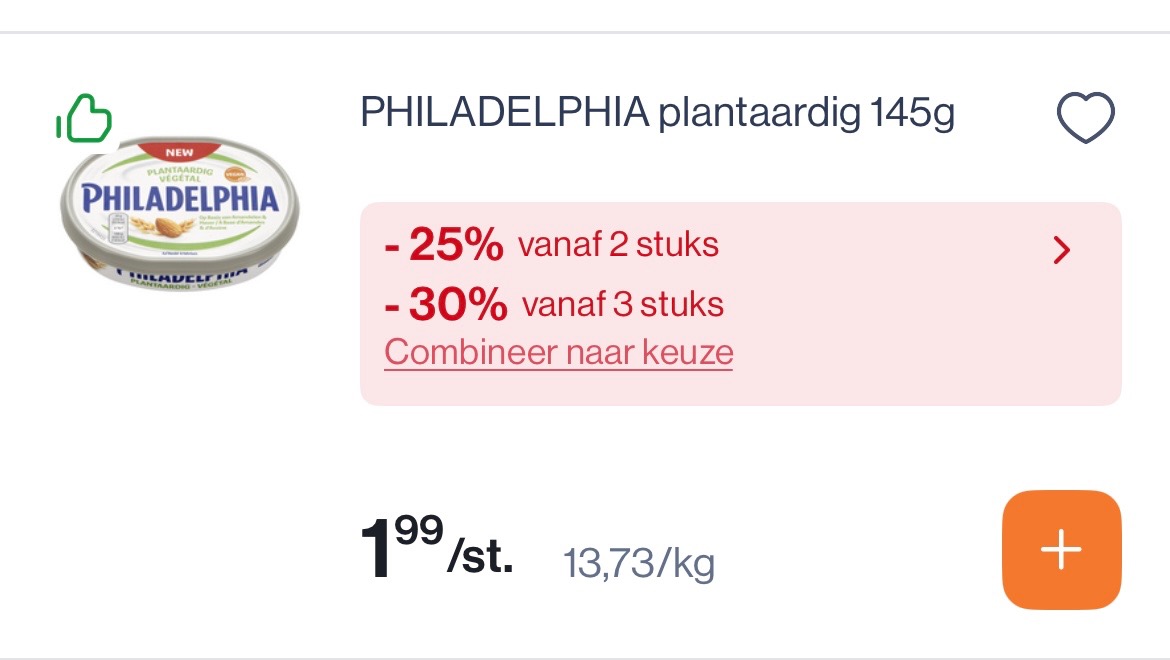 Philadelphia plantaardig 145 gram met mooie korting