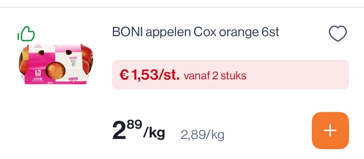 Boni Appelen cox orange 6 stuks voor 1,53€/kg