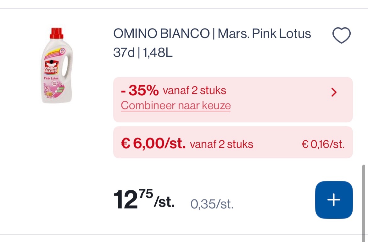 Omino Bianco mars.pink lotus 37 d met dubbele korting