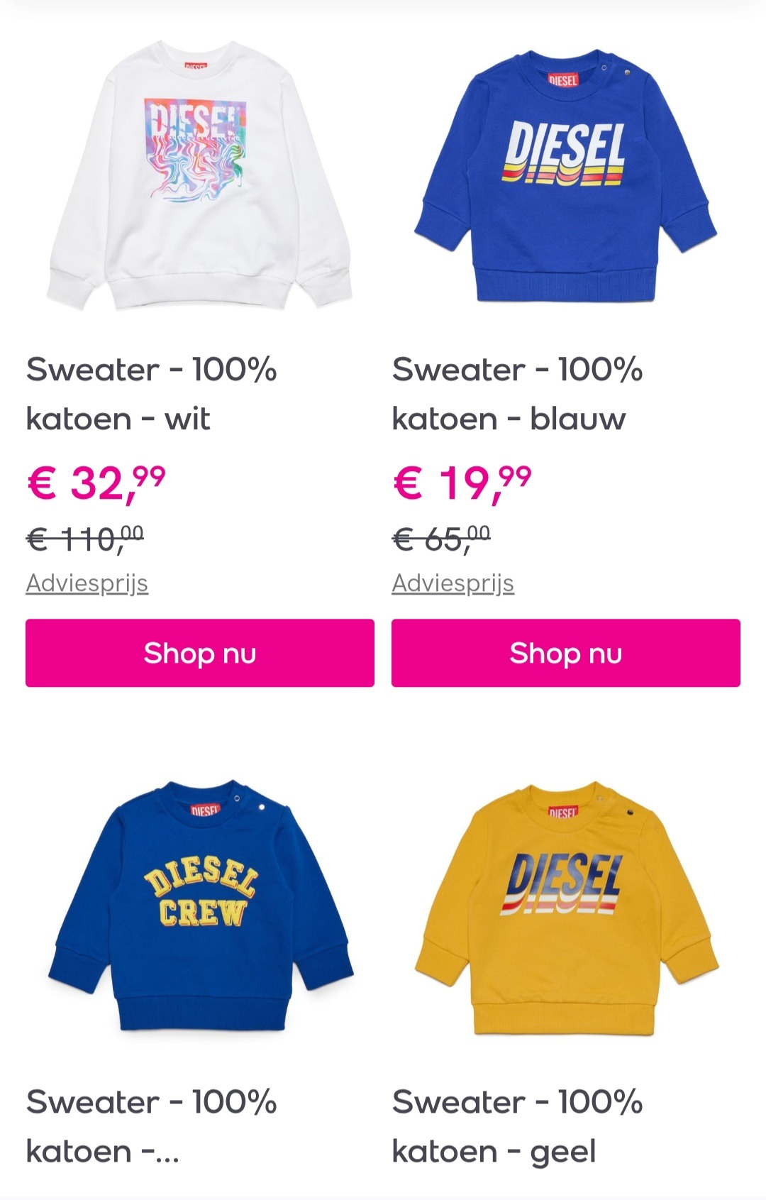 Kortingen op Diesel van 0 tot 16 jaar