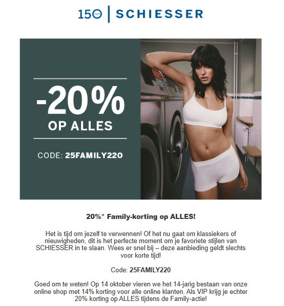 Schiesser: 20% korting