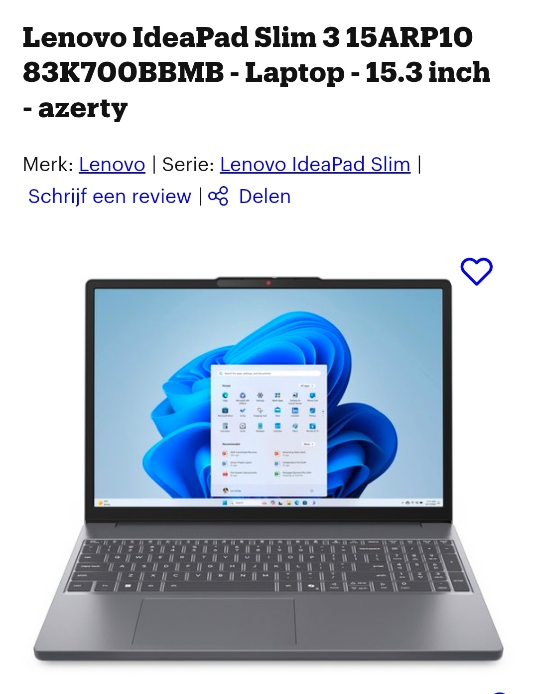 Lenovo IdeaPad Slim 3 nu -20% bij Bol