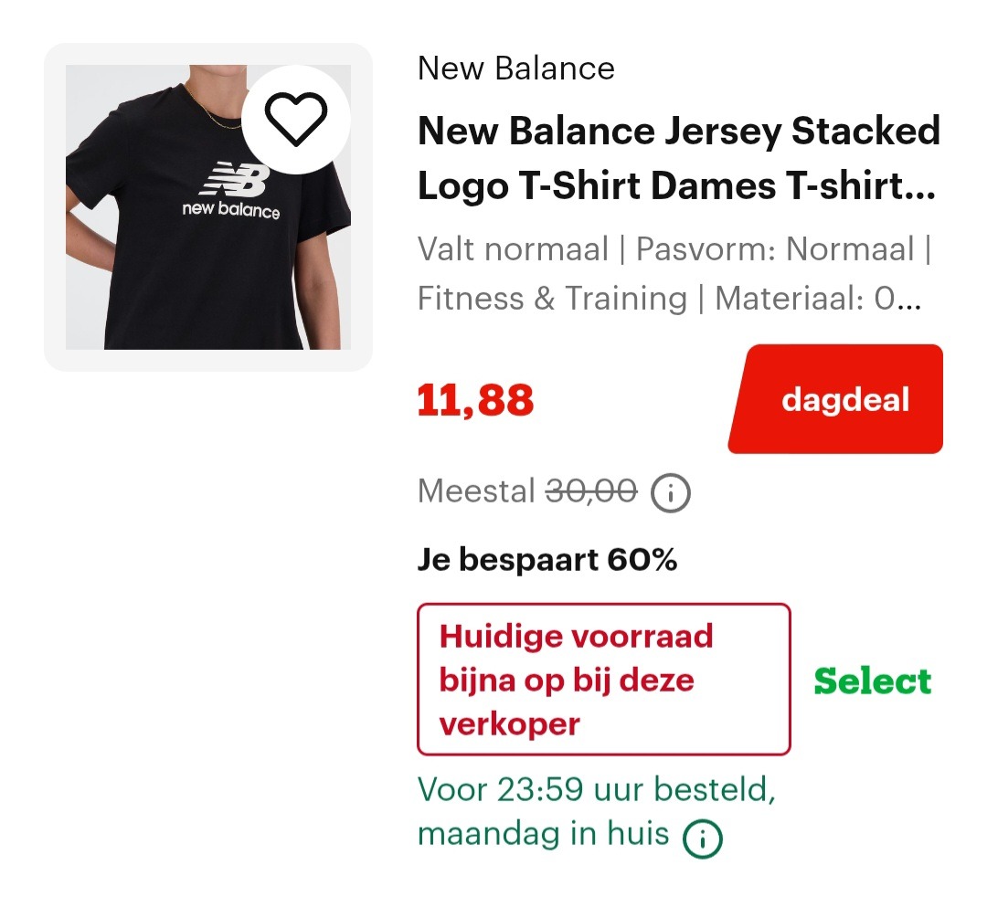 New balance jersey stacked t-shirt -60%