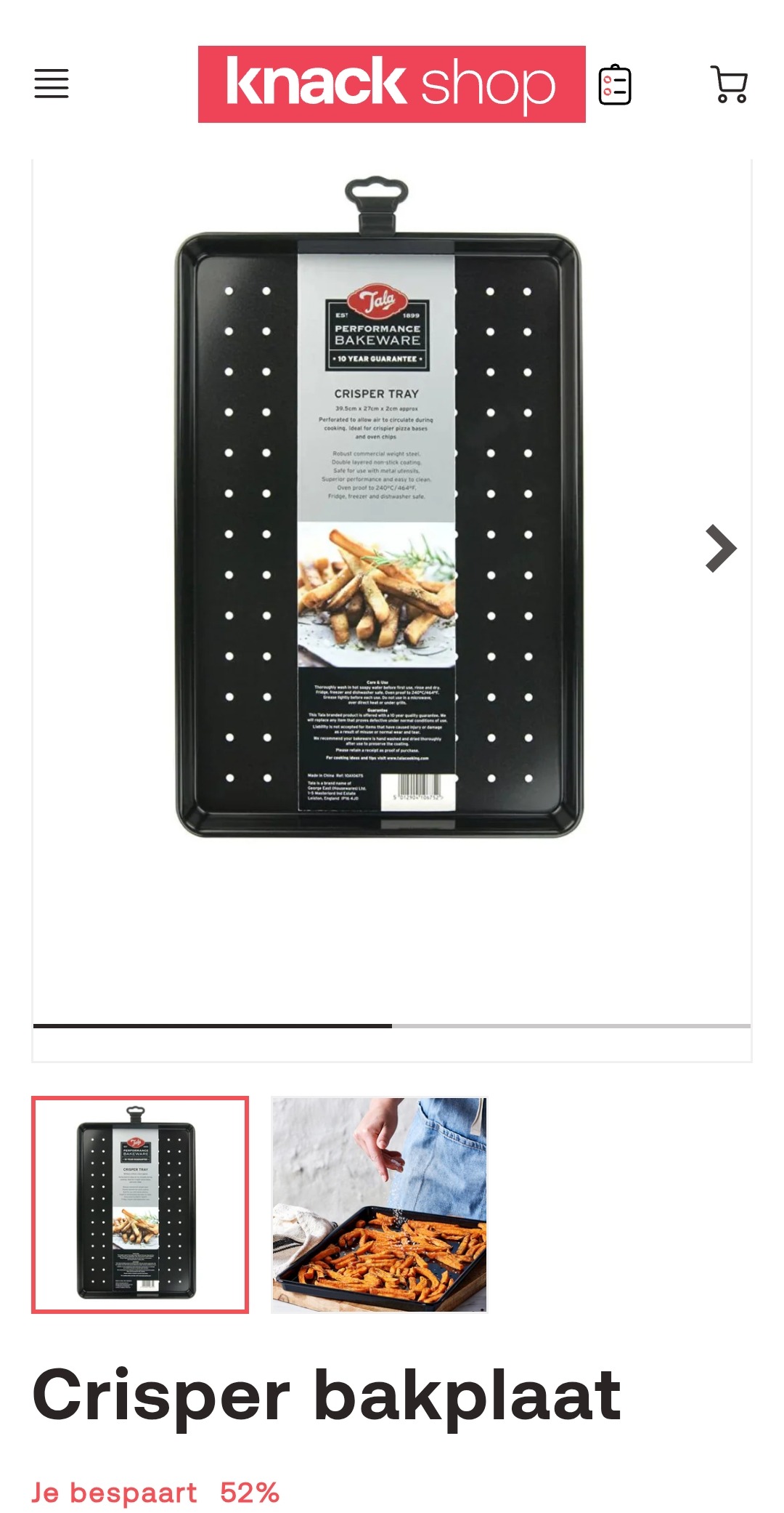 Crisper bakplaat 52% korting in de Knack shop