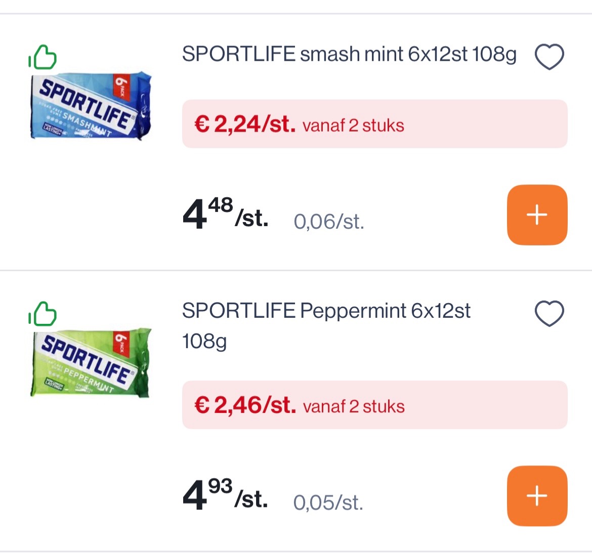 Sportlife kauwgom 6x12 stuks -50%