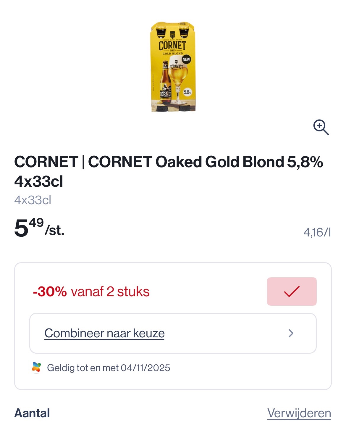 Cornet oaked gold blond 4x33 cl in promo + coupon
