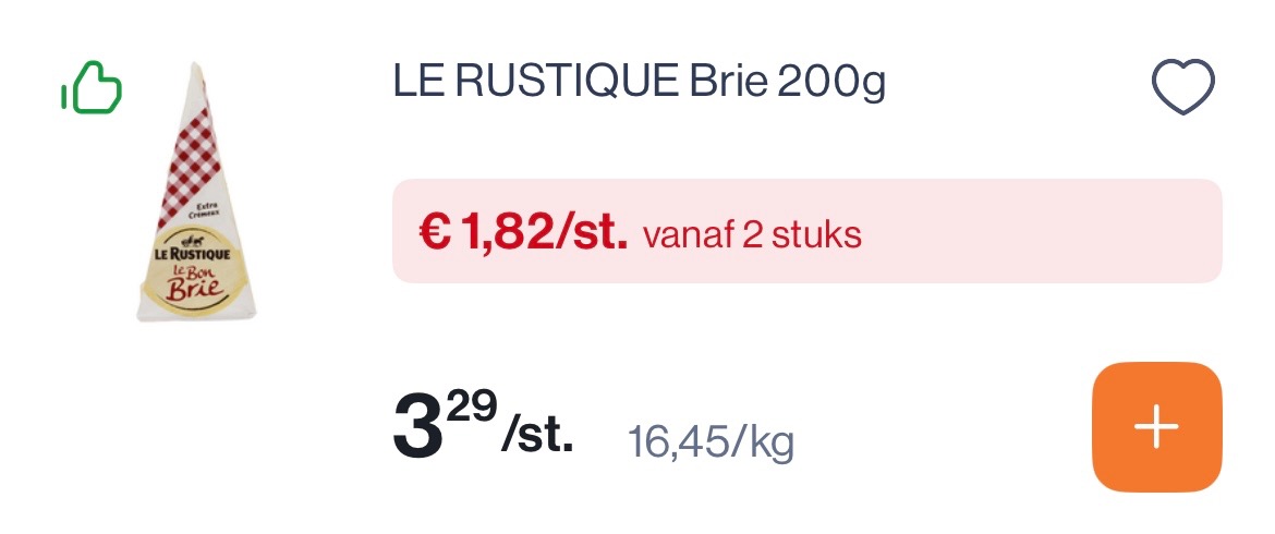La rustique brie 200 gram goedkoper