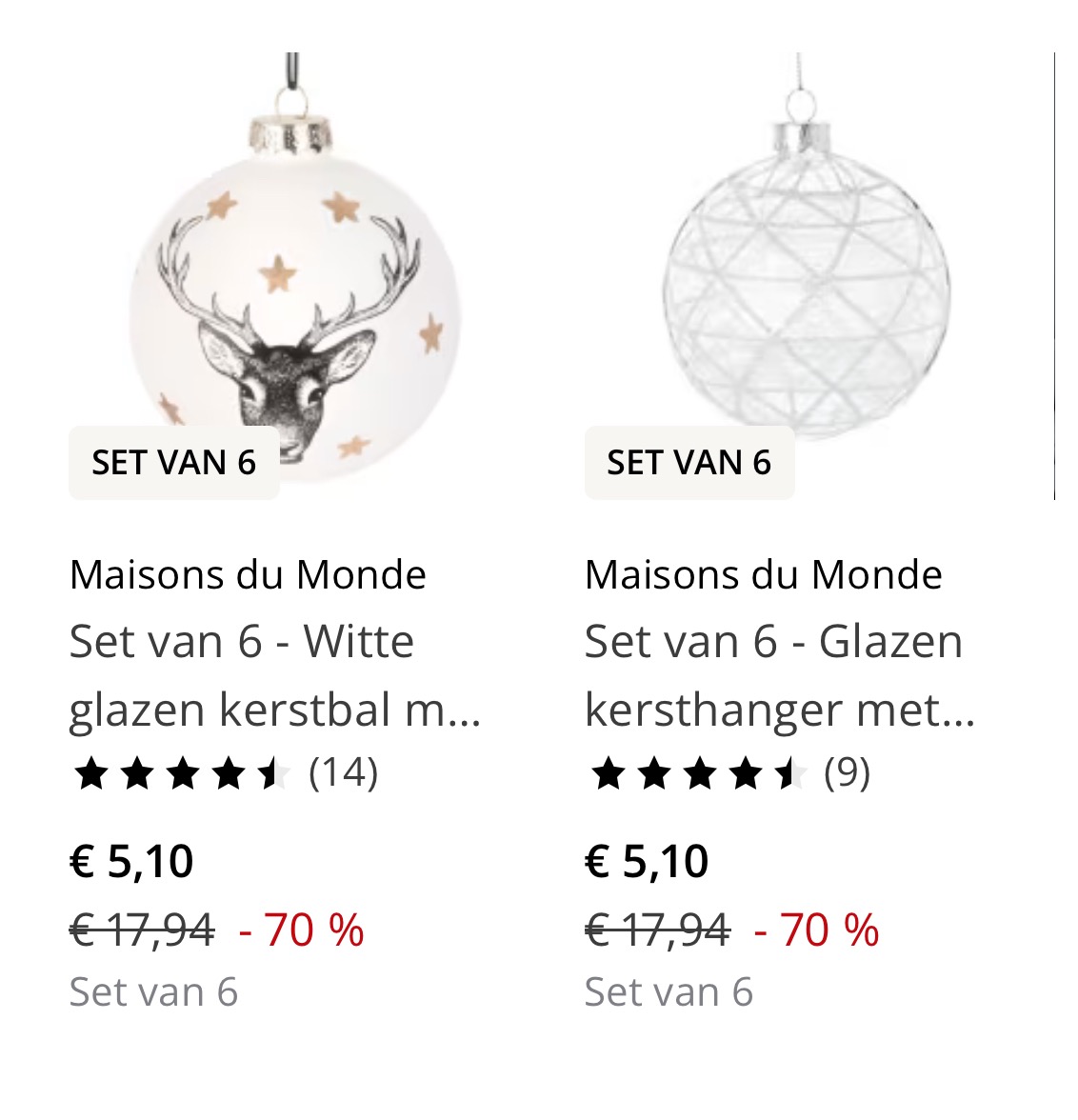 Kerst artikelen -70%