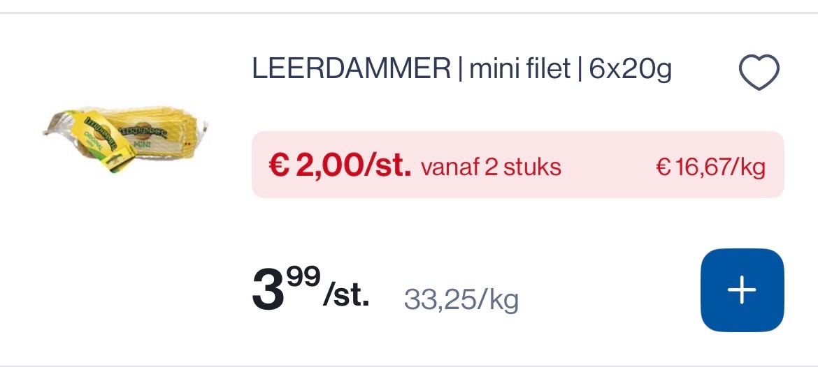Leerdammer mini filet 6x20 gram -50%