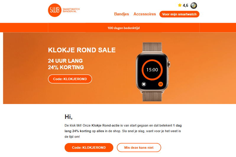 smartwatchbanden.nl: 24% korting