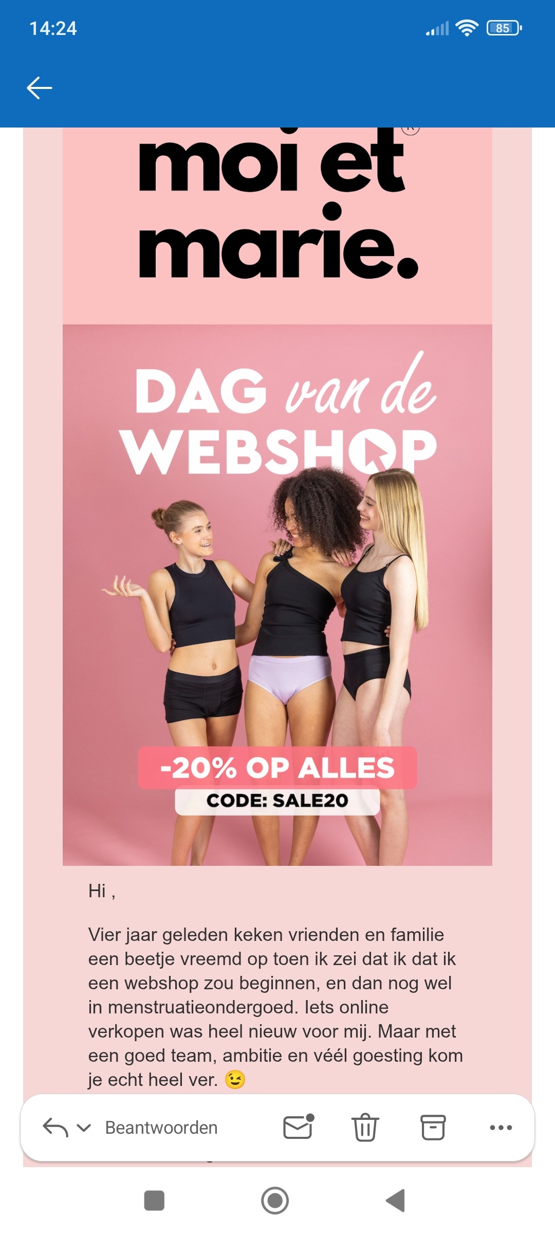 Moi et marie: 20% korting op alles