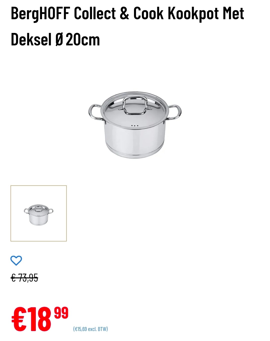 BergHOFF Collect & Cook Kookpot Met Deksel Ø20cm