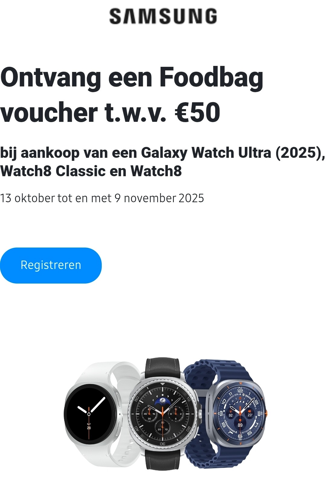 Gratis Foodbag voucher bij aankoop Galaxy Watch