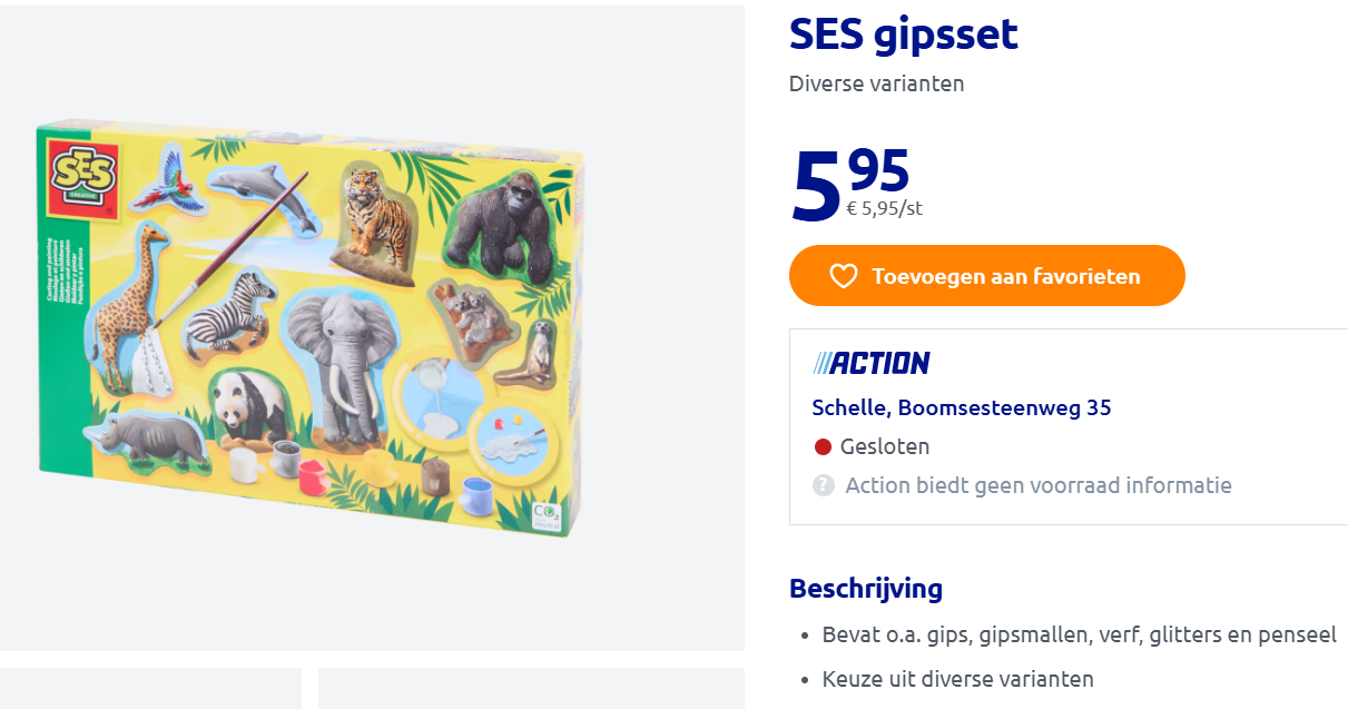 SES gipsset goedkoper bij Action