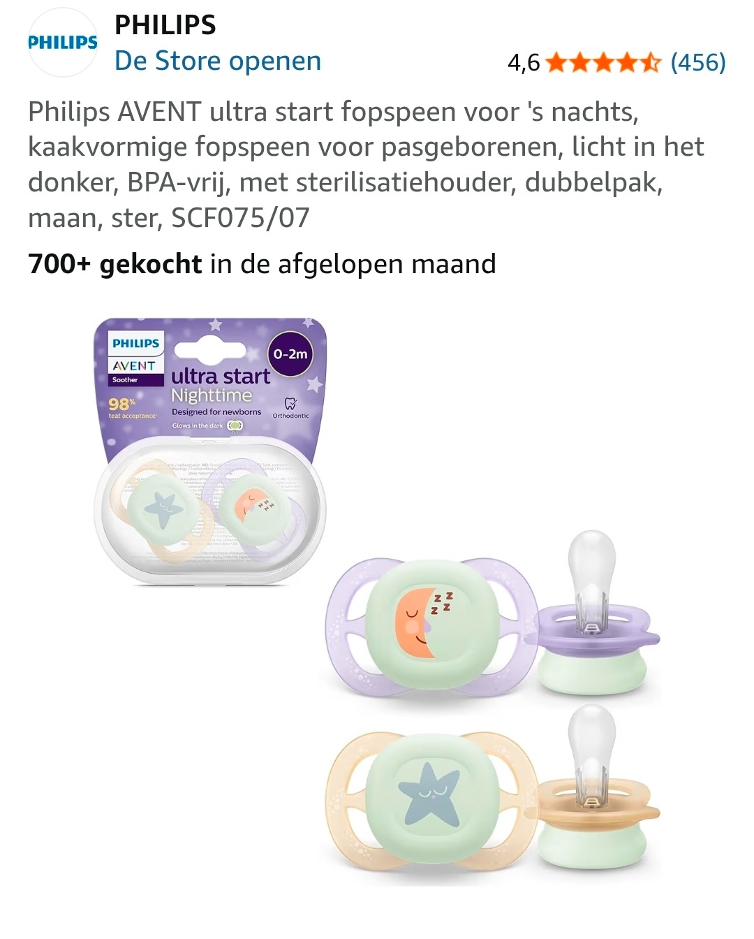 Philips AVENT ultra start nighttime fopspenen -49%