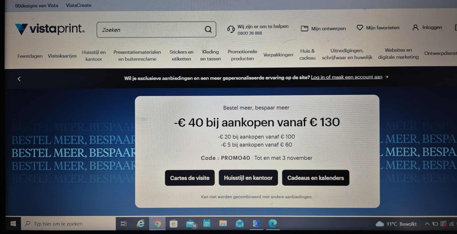 40€ korting bij aankopen vanaf 130€