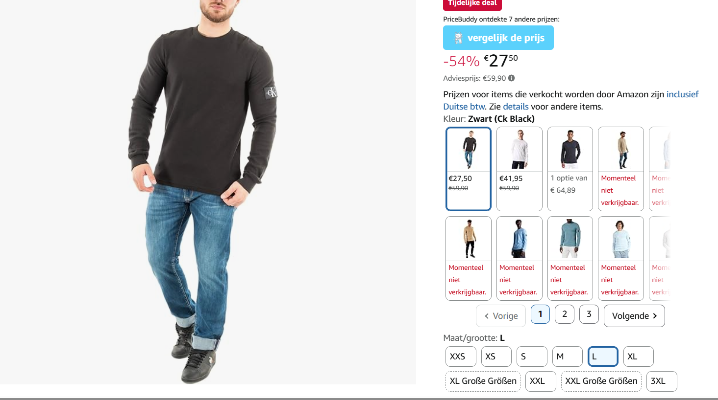 Calvin Klein heren t shirt met lange mouwen maat L voor 27.50€