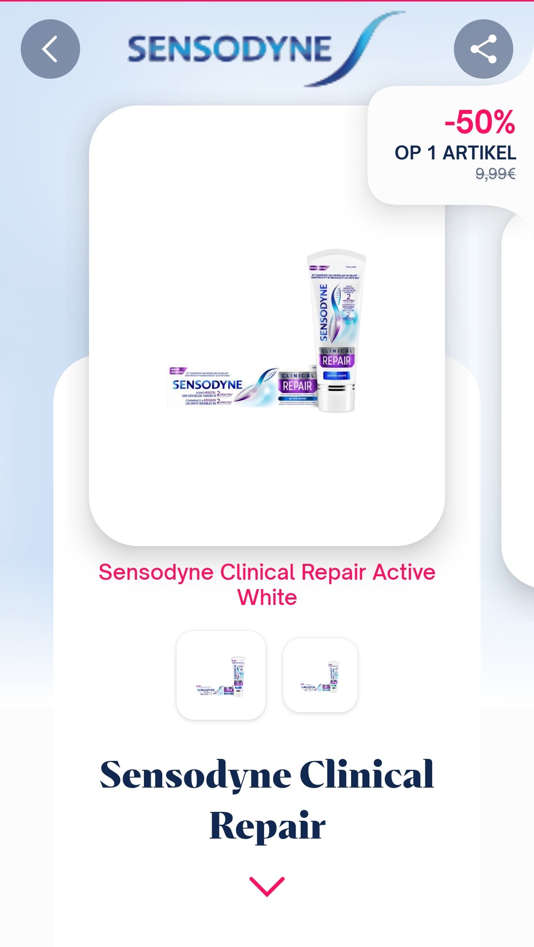 50% cashback SENSODYNE CLINICAL REPAIR via shopmium