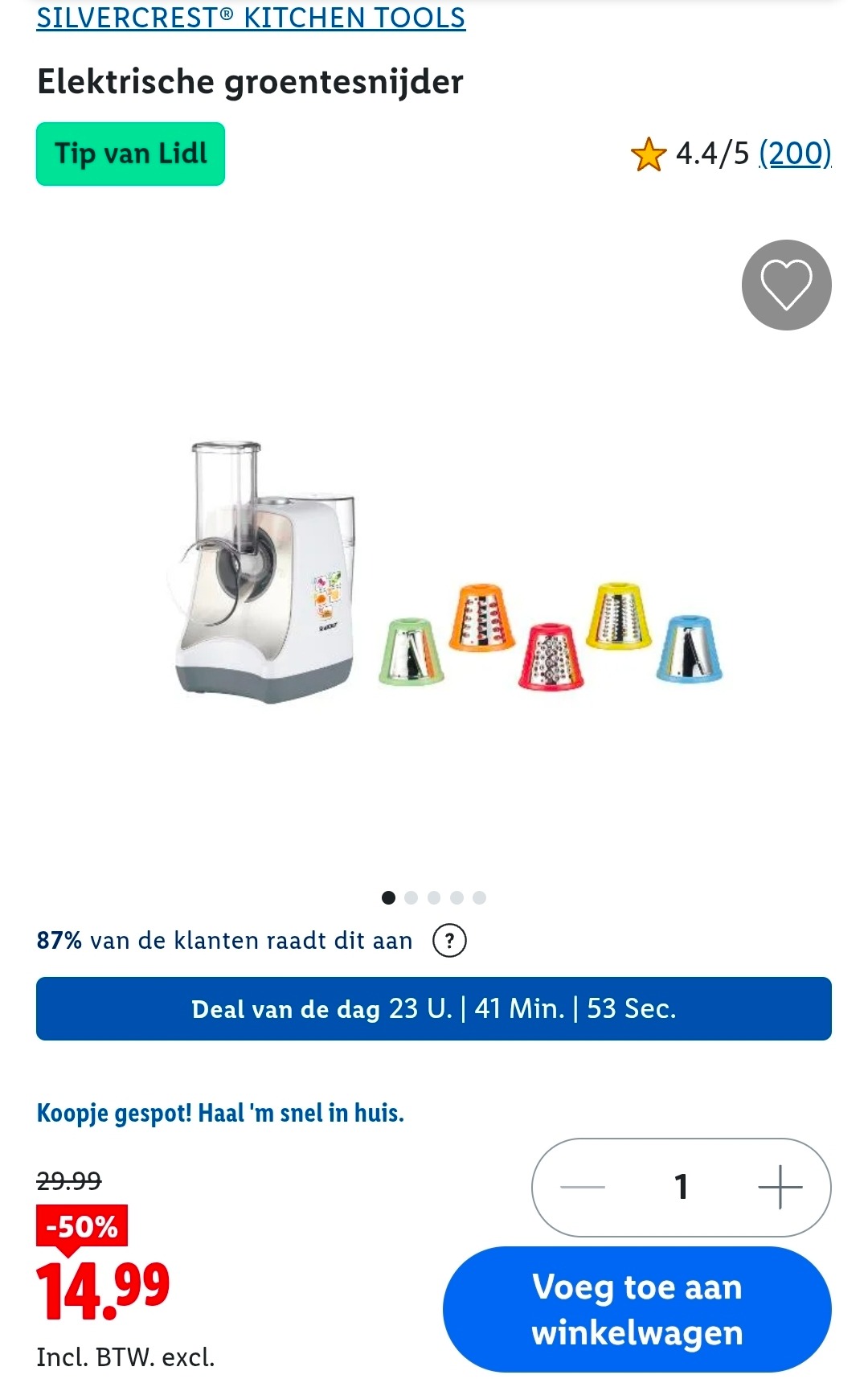 Lidl dagdeal: Silvercrest elektrische groentesnijder -50%
