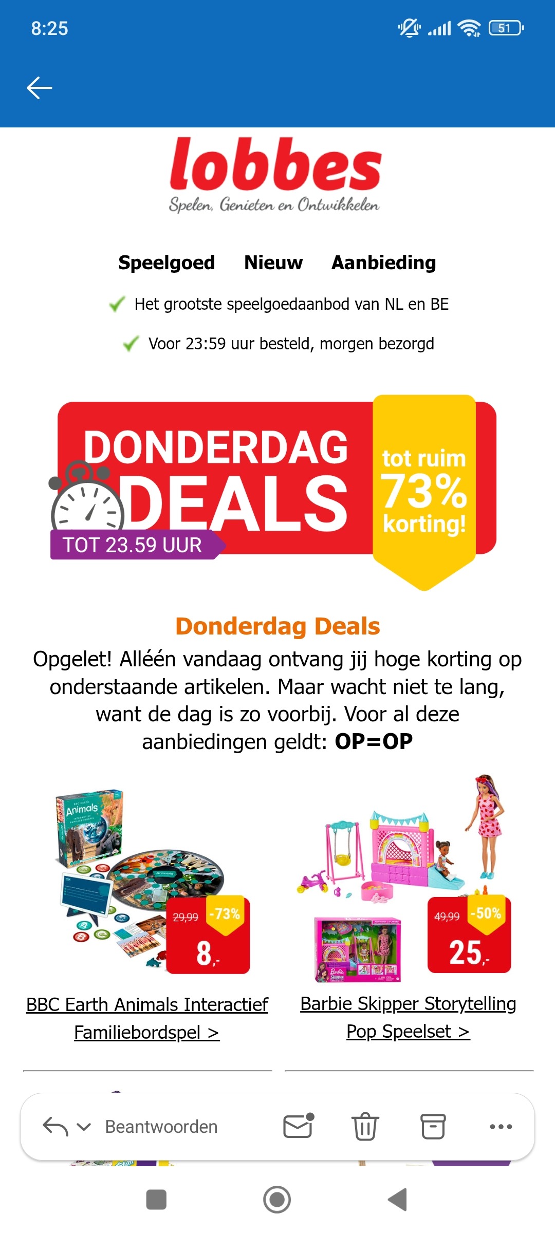 Donderdagdeal Lobbes: tot -73% op speelgoed