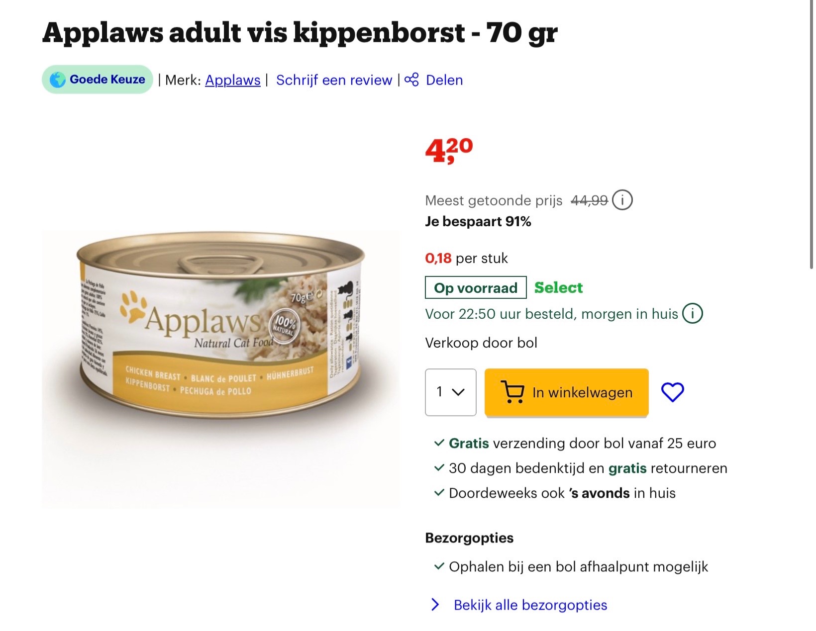 Applaws adult vis kippenborst - 70 gr -91%
