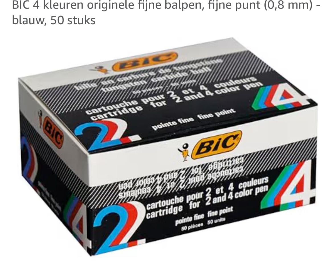 50 Navullingen blauw bic 4kleuren pen