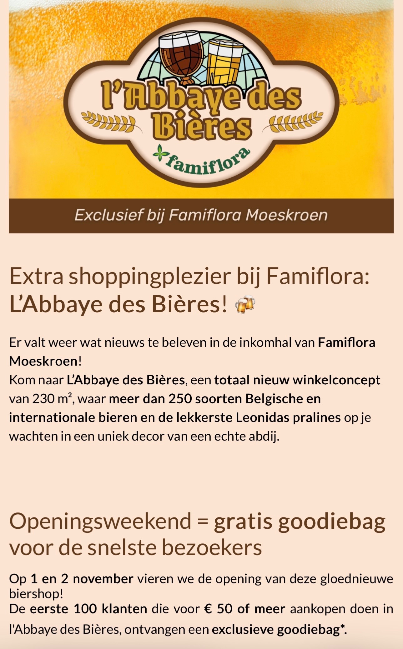Famiflora opent een nieuwe shop: L’Abbaye des Bières