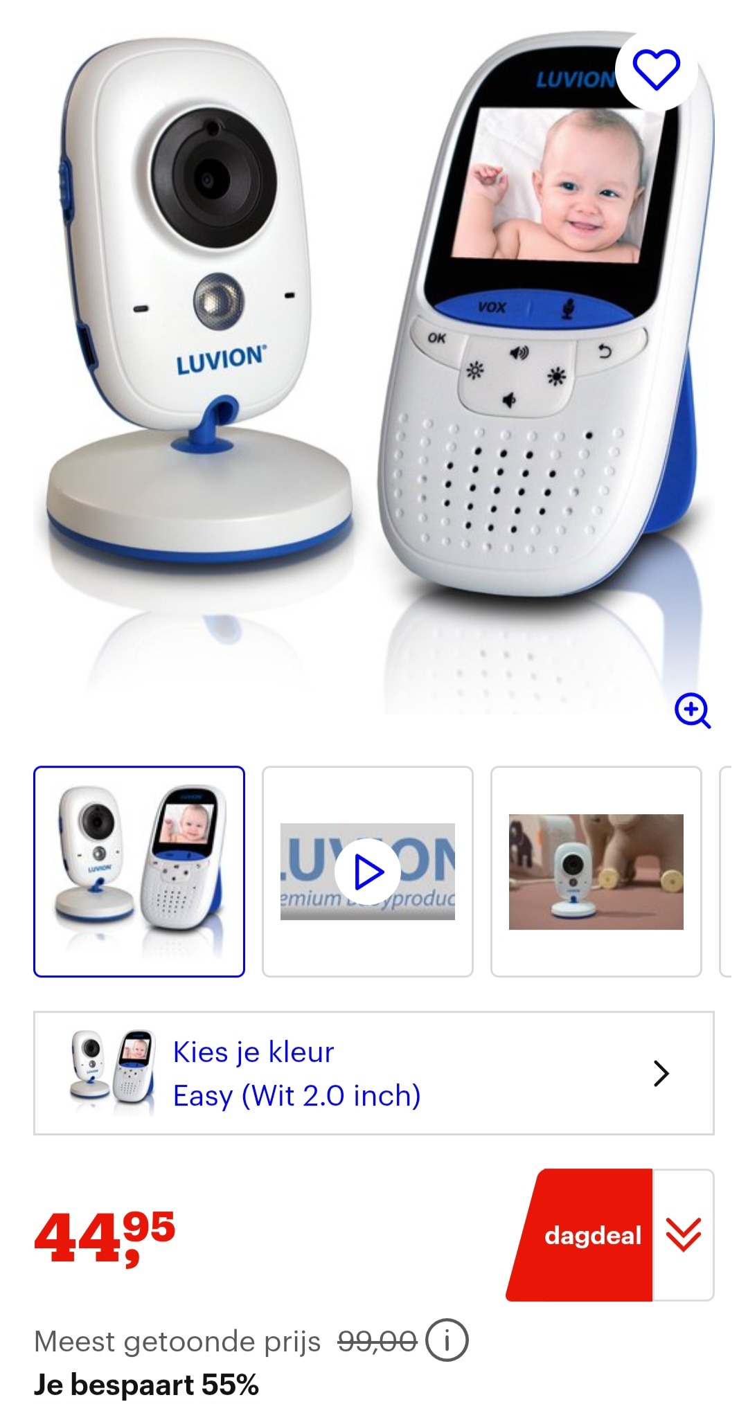 Bol dagdeal: Luvion babyfoon met camera -55%